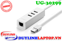 Cáp USB 2.0 to Lan + USB 2.0 chia 3 cổng Ugreen 30299