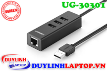 Cáp USB 2.0 to Lan + USB 2.0 chia 3 cổng Ugreen 30301
