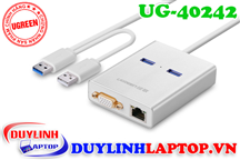 Cáp USB 3.0 to VGA + LAN + USB 3.0 chia 2 cổng Ugreen 40242