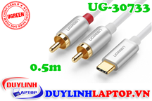 Cáp USB Type C to AV 2 Hoa sen (2RCA) dài 0.5m Ugreen 30733