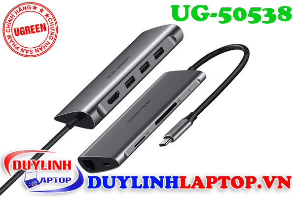 Cáp USB Type C to HDMI,USB C, LAN, USB 3.0 chia 3 cổng Ugreen 50538