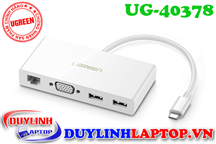 Cáp USB Type C To VGA, Lan 10/100Mbps, Hub USB 3.0 Ugreen 40378