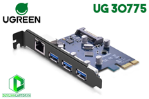 Card PCI Express to 3 USB 3.0 + Lan tốc độ 1000Mbps Ugreen 30775