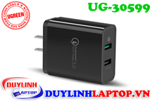 Củ sạc nhanh Quick Charge 3.0 chia 2 cổng USB Ugreen 30599