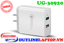 Củ sạc nhanh Quick Charge 3.0 chia 2 cổng USB Ugreen 30920