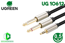 Dây cáp Audio 1 ra 2 dầu 6.5mm dài 0.5m Ugreen 10612