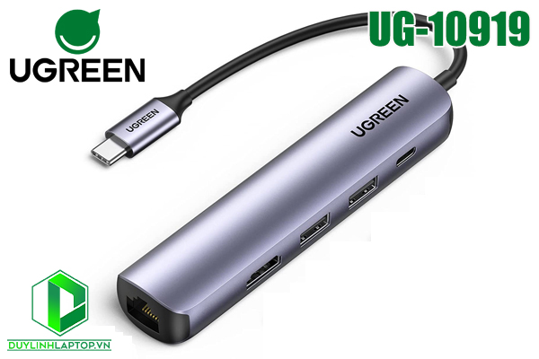 Hub USB Type C 5 in 1 to HDMI, LAN, USB 3.0, PD USB C chính hãng Ugreen 10919