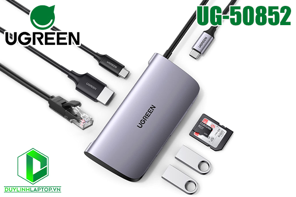 Hub USB Type C 7 in 1 to HDMI, USB 3.0, Lan, đọc thẻ SD/TF, PD USB C Ugreen 50852