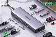 Hub USB Type C 9 in 1 to HDMI 4K, VGA, USB 3.0, Lan RJ45, SD/TF, PD 100W Ugreen 15600