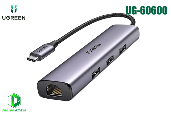 Hub USB Type C to 3 cổng USB 3.0 + Lan Ugreen 60600 tốc độ 1000Mbps