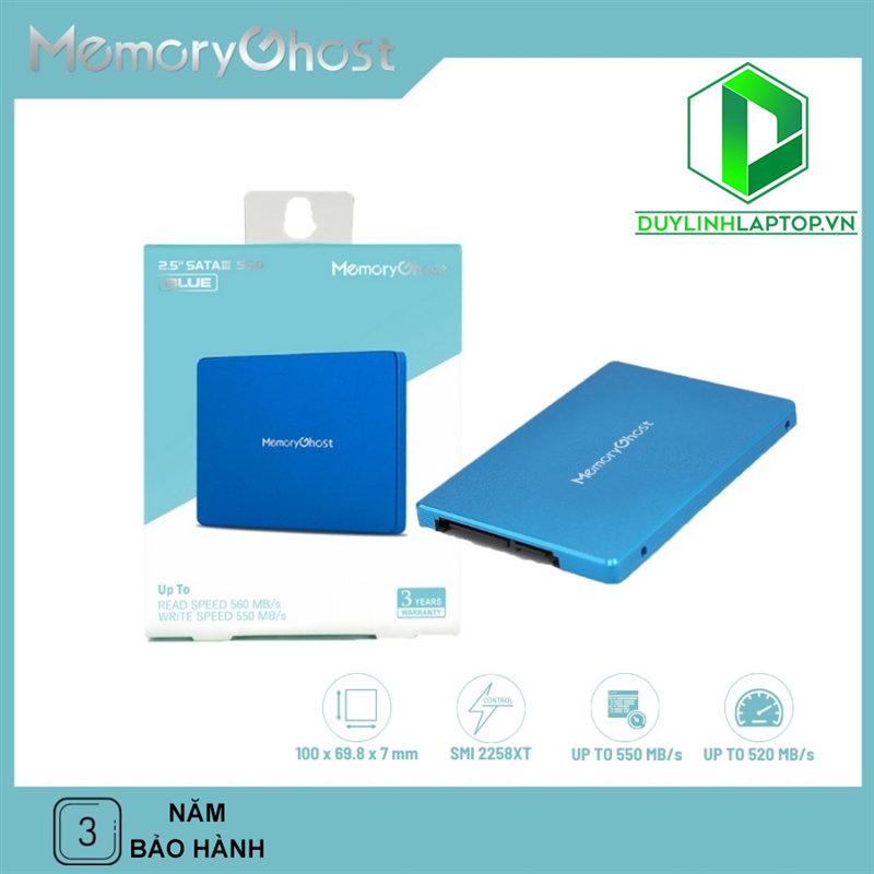 Ổ cứng SSD Memory Ghost Blue 256GB 2.5 inch (Đọc 560MB/s - Ghi 550MB/s)