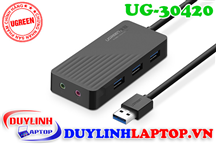 USB Sound Card tích hợp Hub USB 3.0 chia 3 cổng Ugreen 30420